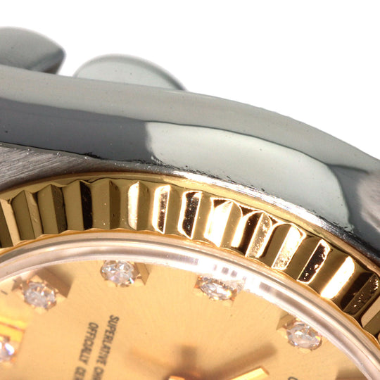 ROLEX Watches Mechanical Automatic 69173G Stainless Steel , SSxK18YG , K18YG gold Datejust 10P Diamond Champagne Gold dial Women Used Authentic