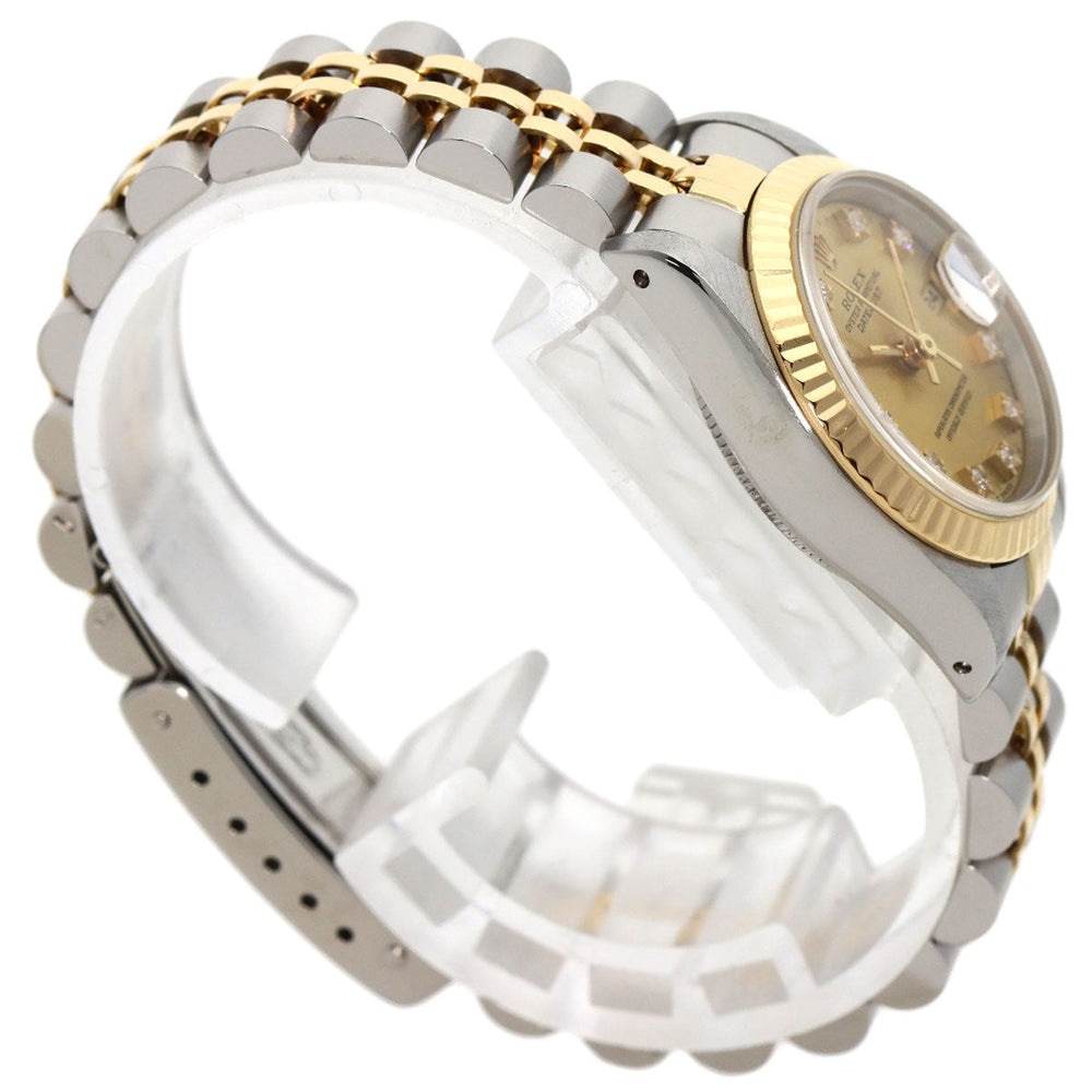 ROLEX Watches Mechanical Automatic 69173G Stainless Steel , SSxK18YG , K18YG gold Datejust 10P Diamond Champagne Gold dial Women Used Authentic