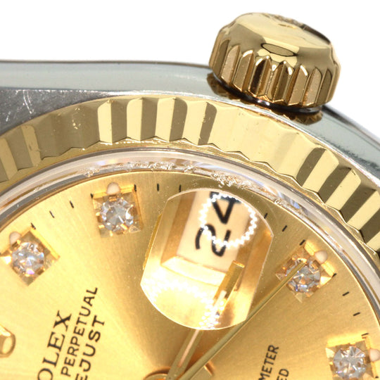 ROLEX Watches Mechanical Automatic 69173G Stainless Steel , SSxK18YG , K18YG gold Datejust 10P Diamond Champagne Gold dial Women Used Authentic