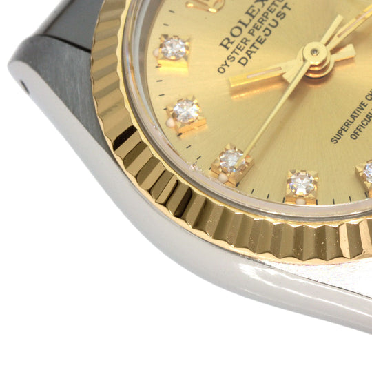 ROLEX Watches Mechanical Automatic 69173G Stainless Steel , SSxK18YG , K18YG gold Datejust 10P Diamond Champagne Gold dial Women Used Authentic