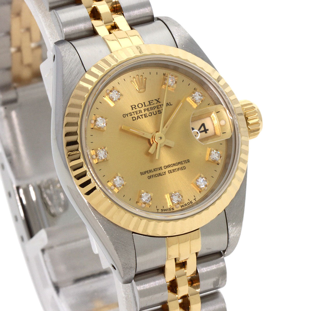 ROLEX Watches Mechanical Automatic 69173G Stainless Steel , SSxK18YG , K18YG gold Datejust 10P Diamond Champagne Gold dial Women Used Authentic