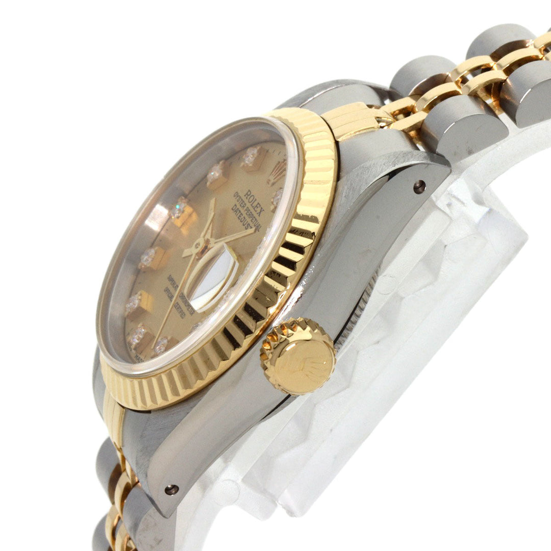 ROLEX Watches Mechanical Automatic 69173G Stainless Steel , SSxK18YG , K18YG gold Datejust 10P Diamond Champagne Gold dial Women Used Authentic