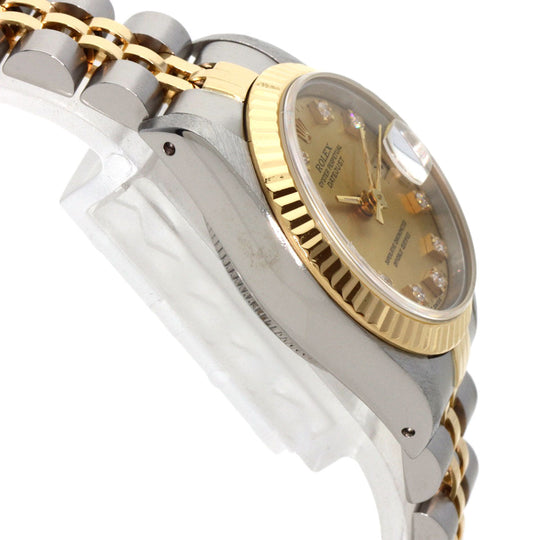 ROLEX Watches Mechanical Automatic 69173G Stainless Steel , SSxK18YG , K18YG gold Datejust 10P Diamond Champagne Gold dial Women Used Authentic