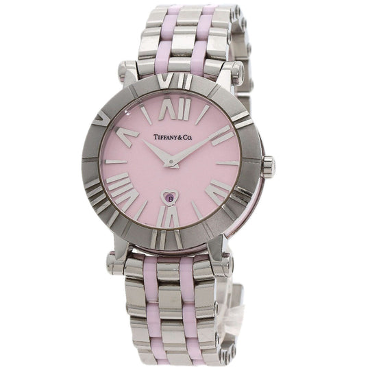 TIFFANY&Co. Watches Quartz Z1301.11.11A31A00A Stainless Steel , Stainless Steel Silver Atlas pink dial Women Used Authentic