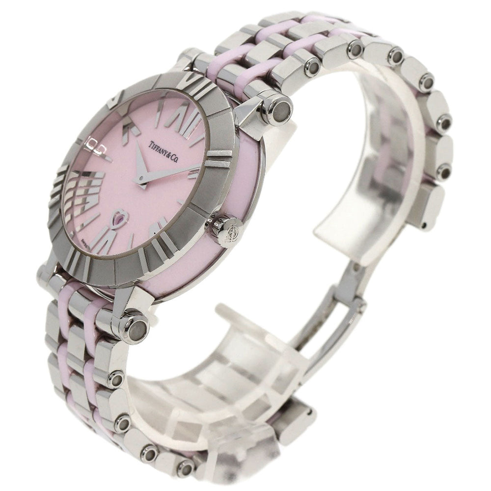 TIFFANY&Co. Watches Quartz Z1301.11.11A31A00A Stainless Steel , Stainless Steel Silver Atlas pink dial Women Used Authentic