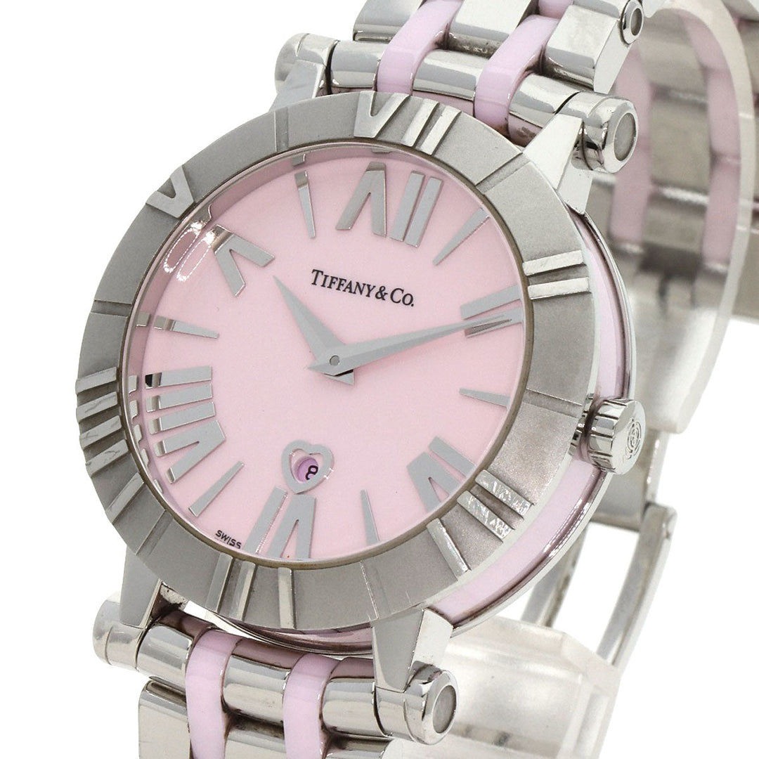 TIFFANY&Co. Watches Quartz Z1301.11.11A31A00A Stainless Steel , Stainless Steel Silver Atlas pink dial Women Used Authentic