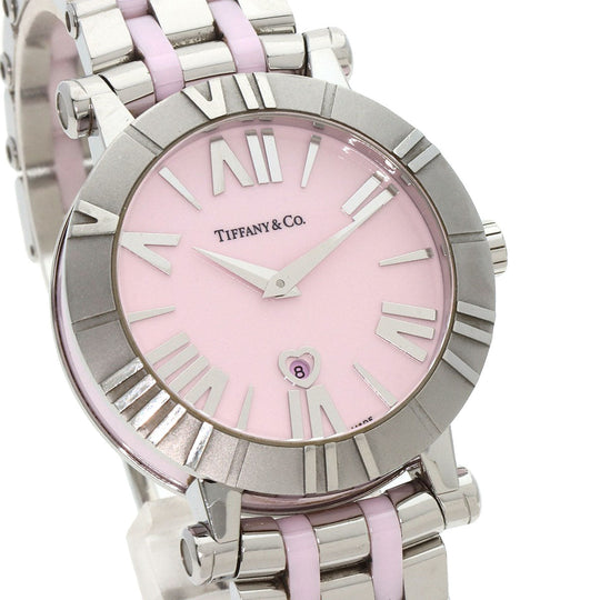 TIFFANY&Co. Watches Quartz Z1301.11.11A31A00A Stainless Steel , Stainless Steel Silver Atlas pink dial Women Used Authentic