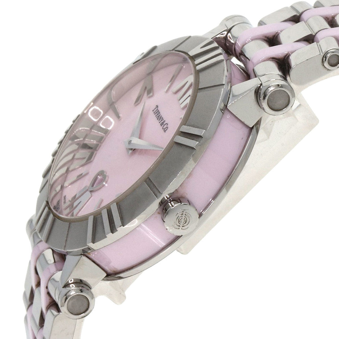 TIFFANY&Co. Watches Quartz Z1301.11.11A31A00A Stainless Steel , Stainless Steel Silver Atlas pink dial Women Used Authentic