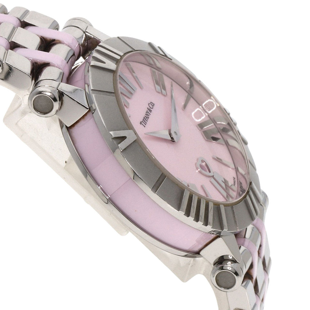 TIFFANY&Co. Watches Quartz Z1301.11.11A31A00A Stainless Steel , Stainless Steel Silver Atlas pink dial Women Used Authentic