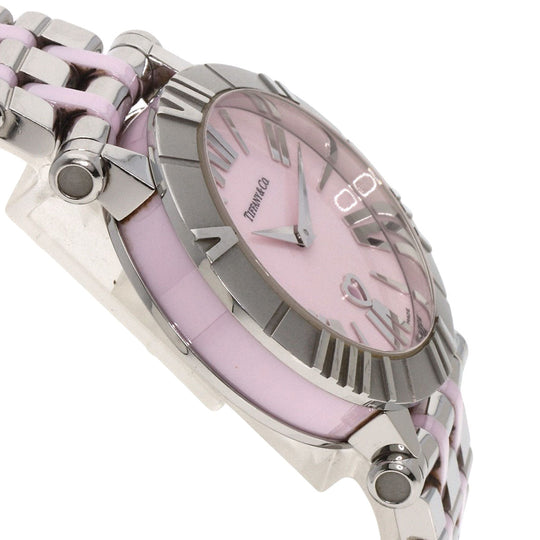 TIFFANY&Co. Watches Quartz Z1301.11.11A31A00A Stainless Steel , Stainless Steel Silver Atlas pink dial Women Used Authentic