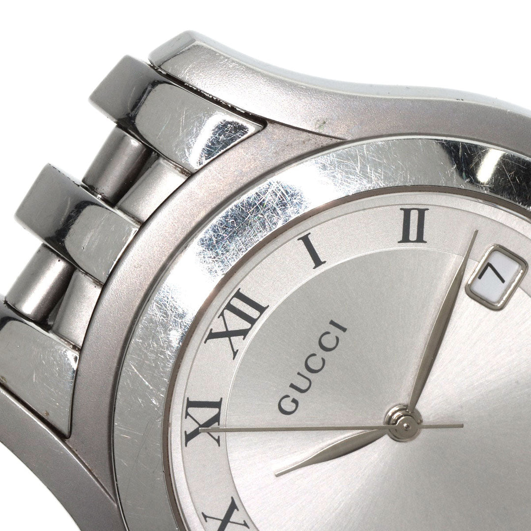 GUCCI Watches Quartz 5500M Stainless Steel , Stainless Steel Silver Round face Silver dial mens Used Authentic