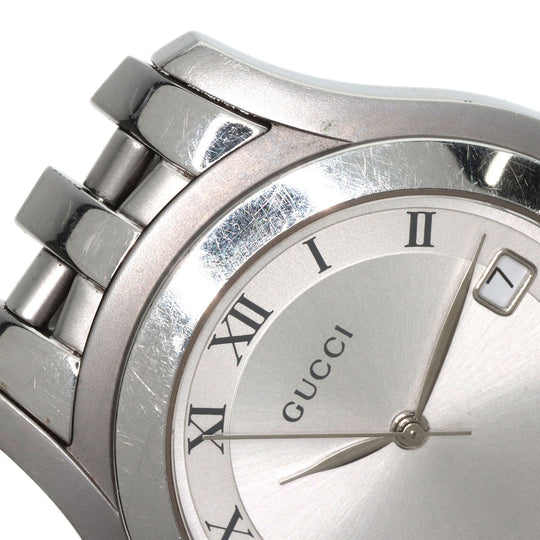 GUCCI Watches Quartz 5500M Stainless Steel , Stainless Steel Silver Round face Silver dial mens Used Authentic