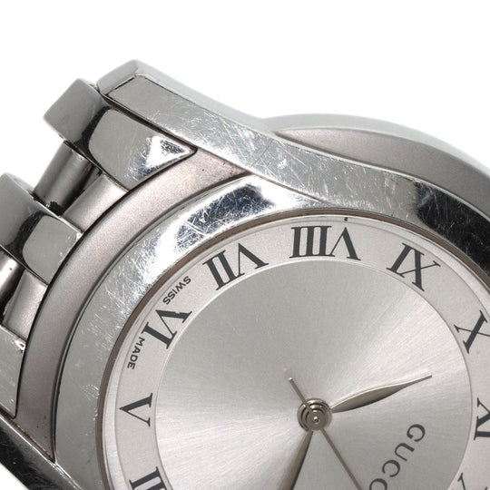 GUCCI Watches Quartz 5500M Stainless Steel , Stainless Steel Silver Round face Silver dial mens Used Authentic