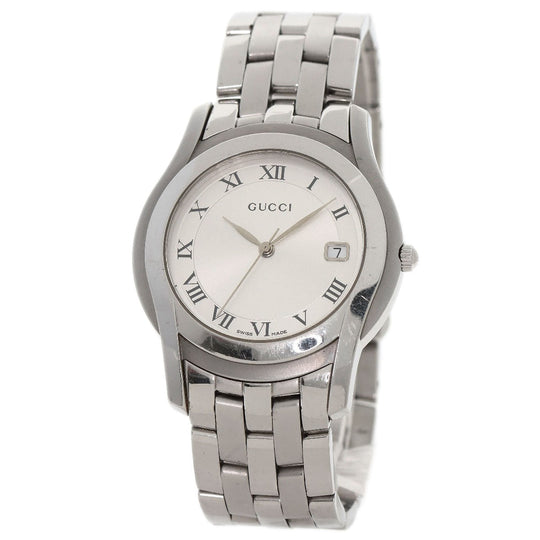 GUCCI Watches Quartz 5500M Stainless Steel , Stainless Steel Silver Round face Silver dial mens Used Authentic