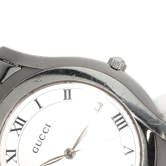 GUCCI Watches Quartz 5500M Stainless Steel , Stainless Steel Silver Round face Silver dial mens Used Authentic
