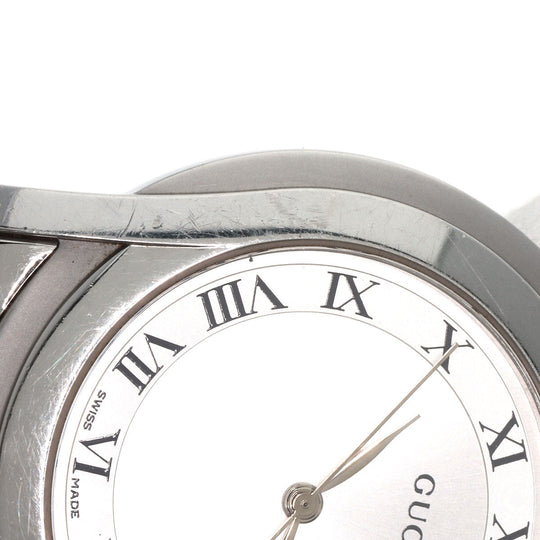GUCCI Watches Quartz 5500M Stainless Steel , Stainless Steel Silver Round face Silver dial mens Used Authentic