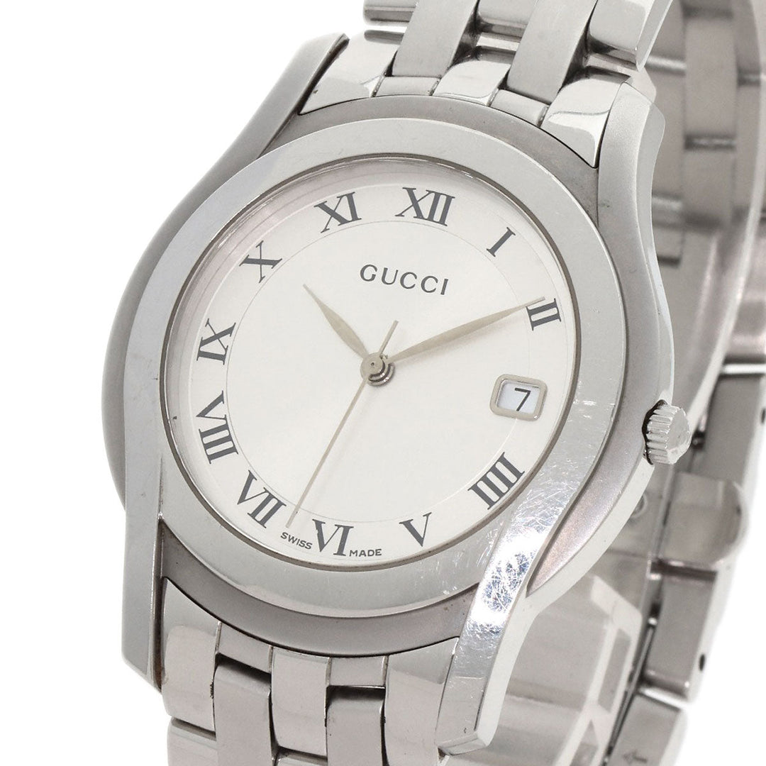 GUCCI Watches Quartz 5500M Stainless Steel , Stainless Steel Silver Round face Silver dial mens Used Authentic
