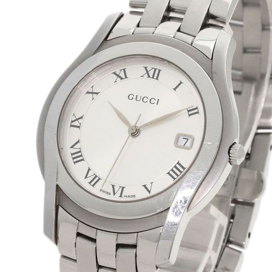 GUCCI Watches Quartz 5500M Stainless Steel , Stainless Steel Silver Round face Silver dial mens Used Authentic