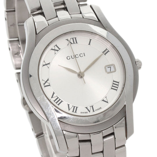 GUCCI Watches Quartz 5500M Stainless Steel , Stainless Steel Silver Round face Silver dial mens Used Authentic