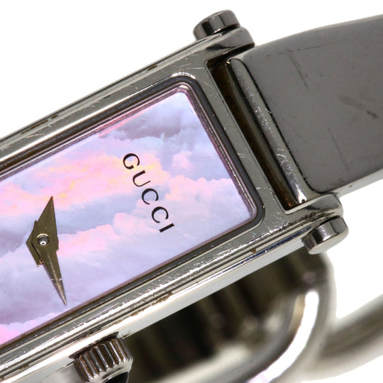 GUCCI Watches Quartz 1500L Stainless Steel , Stainless Steel Silver Square face Pink shell dial Women Used Authentic