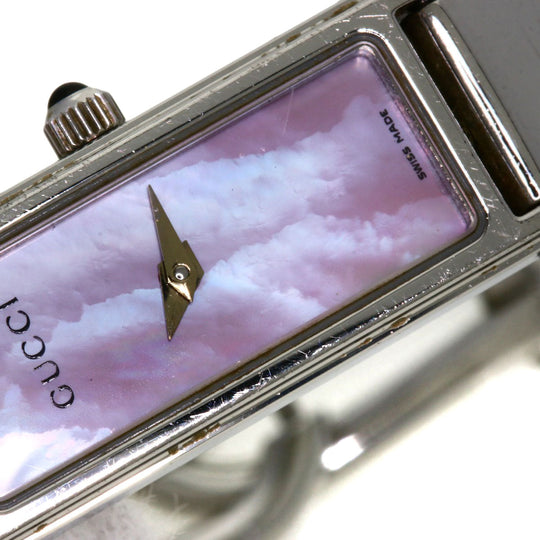 GUCCI Watches Quartz 1500L Stainless Steel , Stainless Steel Silver Square face Pink shell dial Women Used Authentic