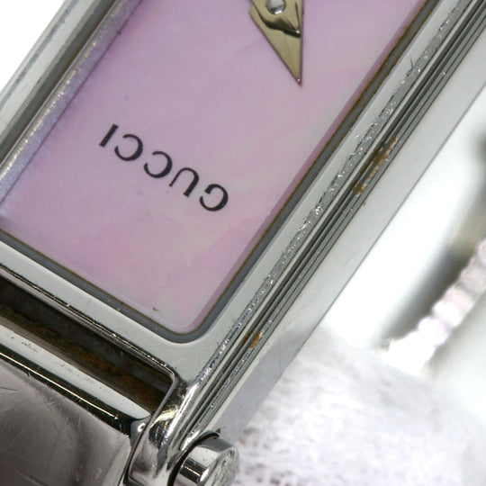 GUCCI Watches Quartz 1500L Stainless Steel , Stainless Steel Silver Square face Pink shell dial Women Used Authentic