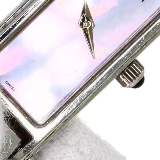 GUCCI Watches Quartz 1500L Stainless Steel , Stainless Steel Silver Square face Pink shell dial Women Used Authentic