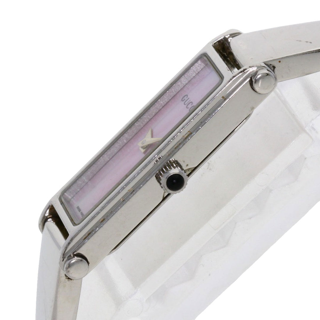 GUCCI Watches Quartz 1500L Stainless Steel , Stainless Steel Silver Square face Pink shell dial Women Used Authentic