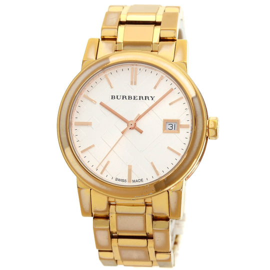 BURBERRY Watches Quartz BU9104 Gold Plated , Gold Plated gold Round face Silver dial Women Used Authentic