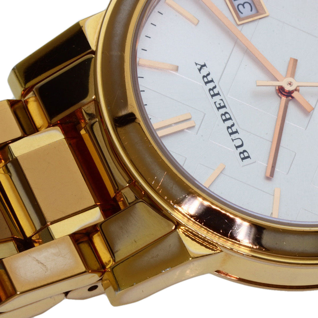 BURBERRY Watches Quartz BU9104 Gold Plated , Gold Plated gold Round face Silver dial Women Used Authentic