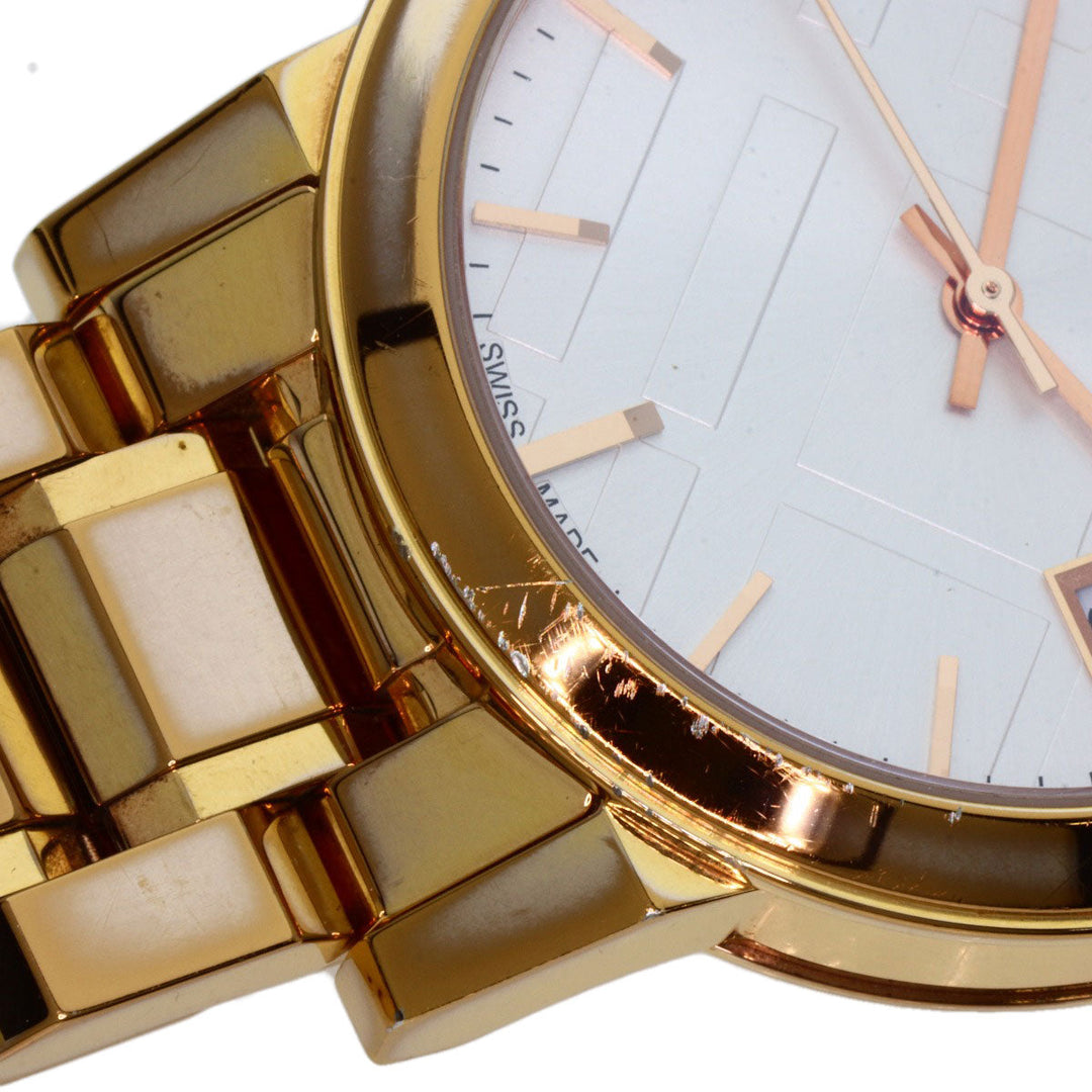 BURBERRY Watches Quartz BU9104 Gold Plated , Gold Plated gold Round face Silver dial Women Used Authentic