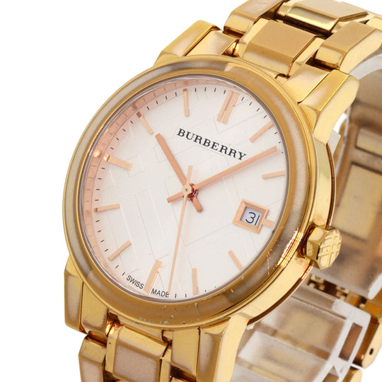 BURBERRY Watches Quartz BU9104 Gold Plated , Gold Plated gold Round face Silver dial Women Used Authentic