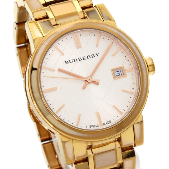 BURBERRY Watches Quartz BU9104 Gold Plated , Gold Plated gold Round face Silver dial Women Used Authentic