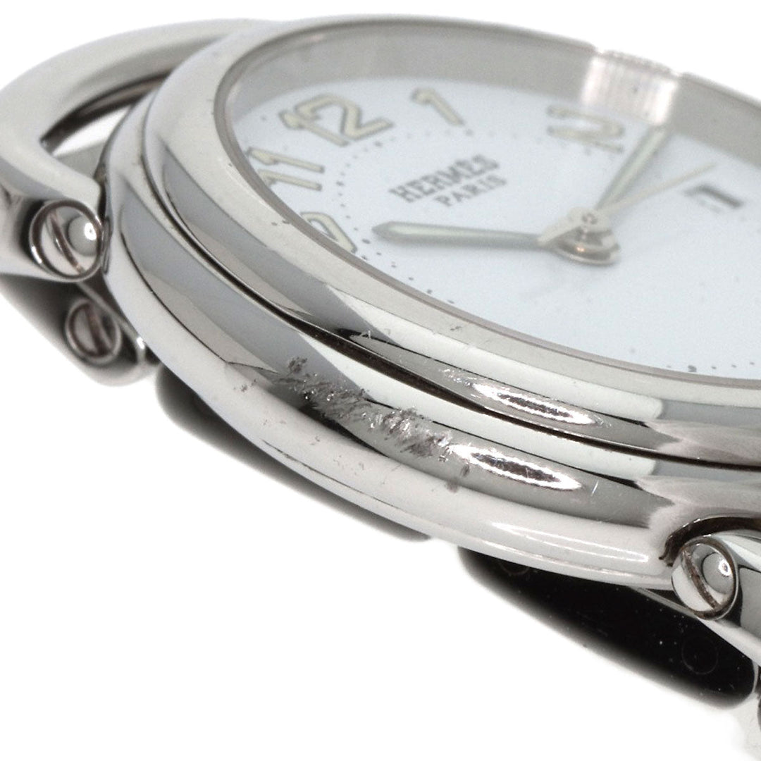 HERMES Watches Quartz PU2.210 Stainless Steel , Stainless Steel Silver Pullman white dial Women Used Authentic
