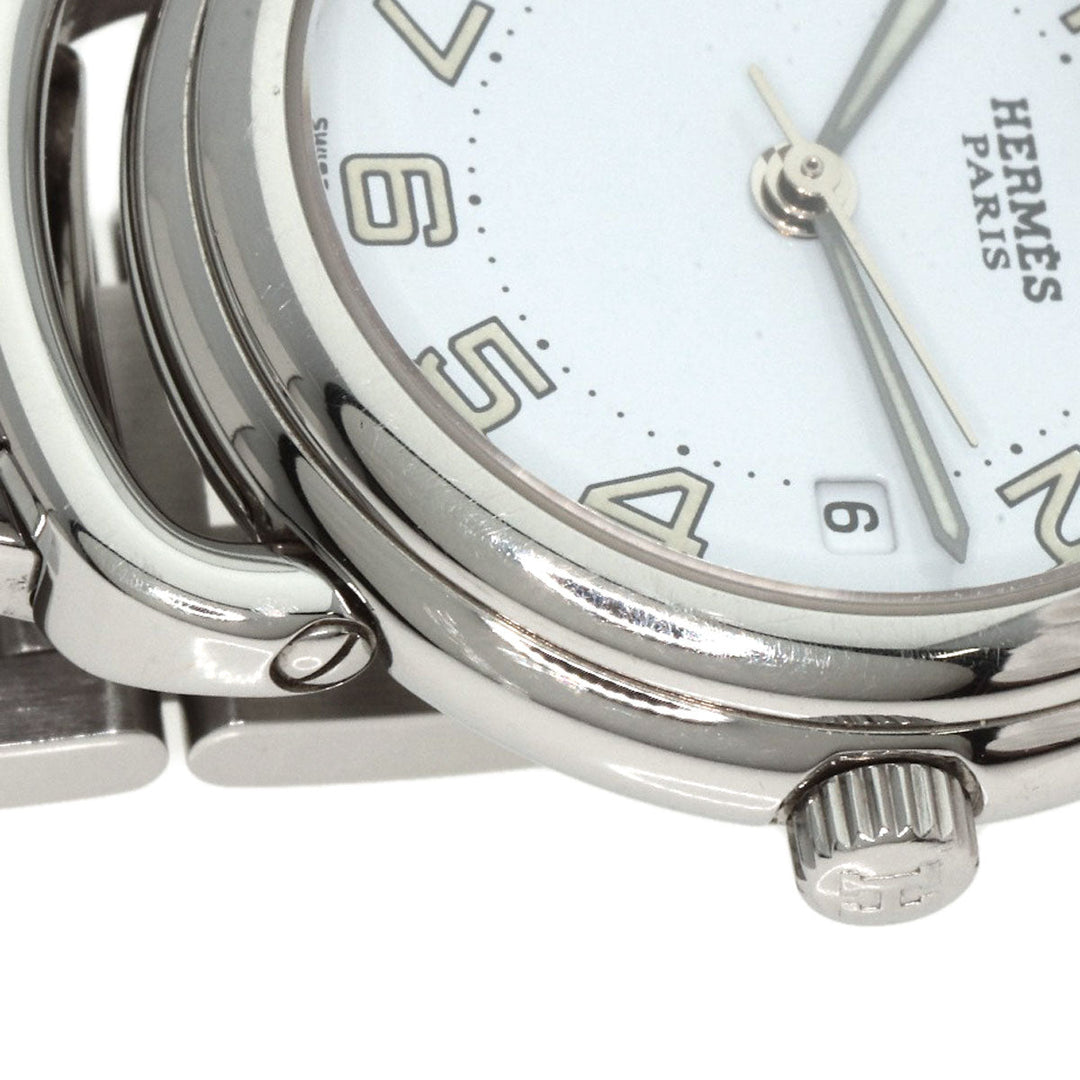 HERMES Watches Quartz PU2.210 Stainless Steel , Stainless Steel Silver Pullman white dial Women Used Authentic