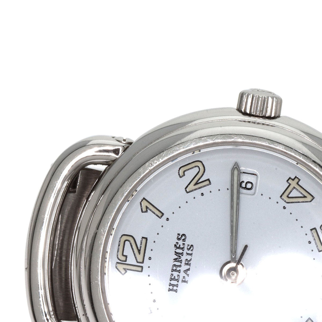 HERMES Watches Quartz PU2.210 Stainless Steel , Stainless Steel Silver Pullman white dial Women Used Authentic