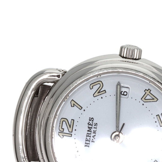 HERMES Watches Quartz PU2.210 Stainless Steel , Stainless Steel Silver Pullman white dial Women Used Authentic
