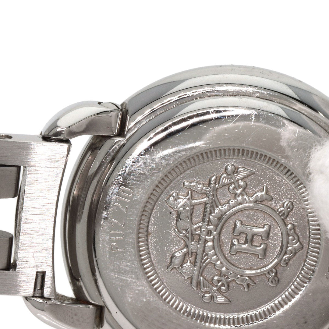 HERMES Watches Quartz PU2.210 Stainless Steel , Stainless Steel Silver Pullman white dial Women Used Authentic