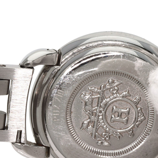 HERMES Watches Quartz PU2.210 Stainless Steel , Stainless Steel Silver Pullman white dial Women Used Authentic