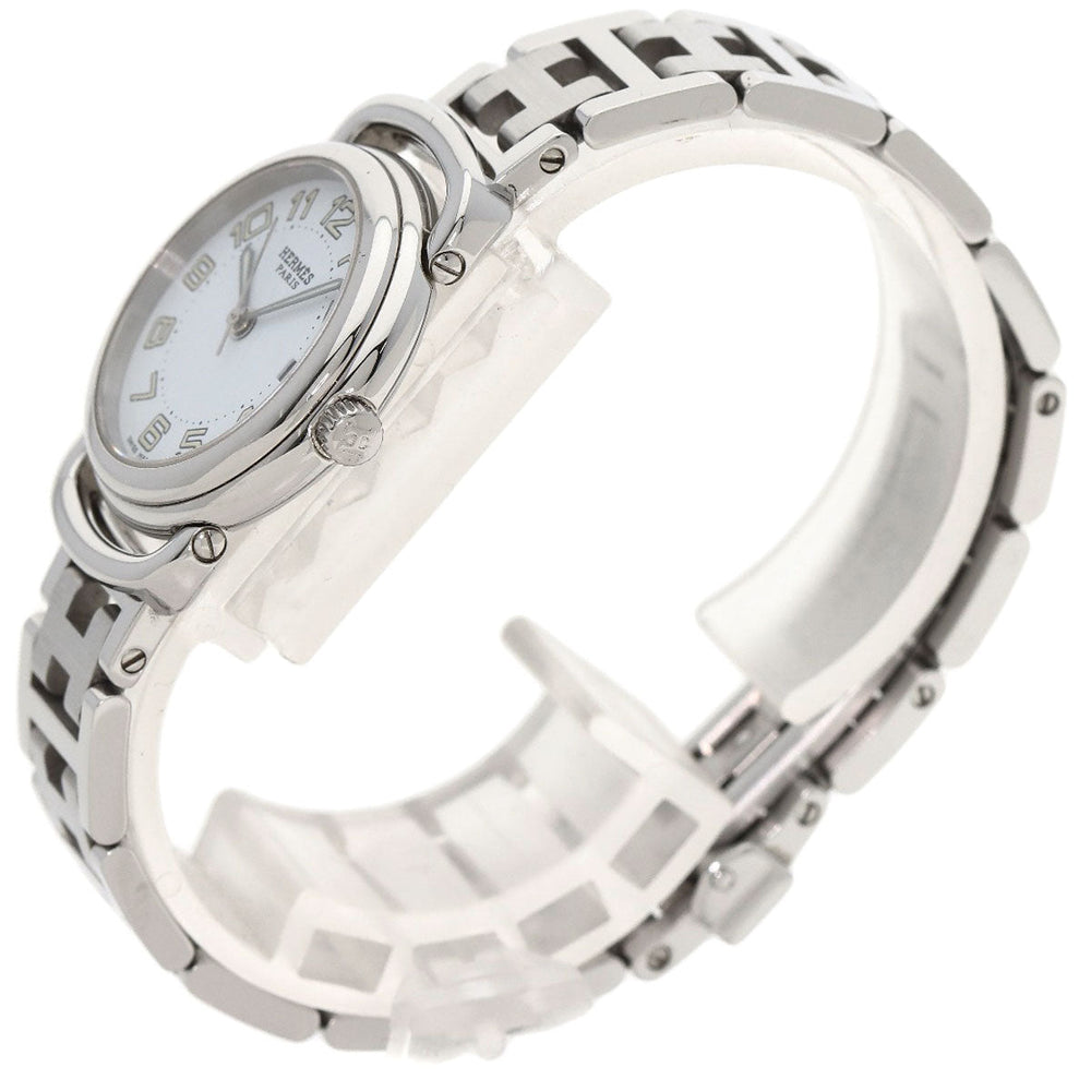 HERMES Watches Quartz PU2.210 Stainless Steel , Stainless Steel Silver Pullman white dial Women Used Authentic