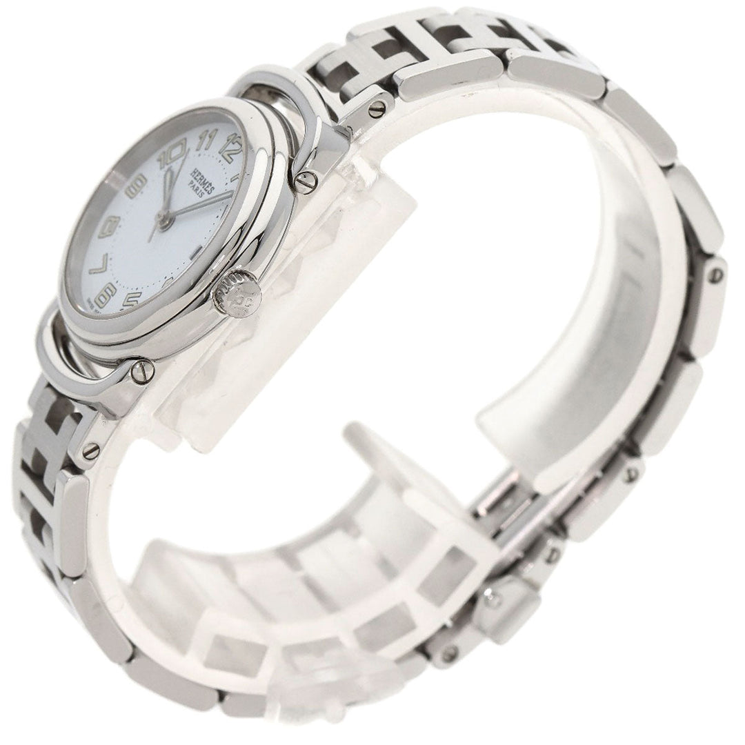 HERMES Watches Quartz PU2.210 Stainless Steel , Stainless Steel Silver Pullman white dial Women Used Authentic