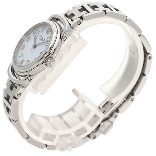 HERMES Watches Quartz PU2.210 Stainless Steel , Stainless Steel Silver Pullman white dial Women Used Authentic
