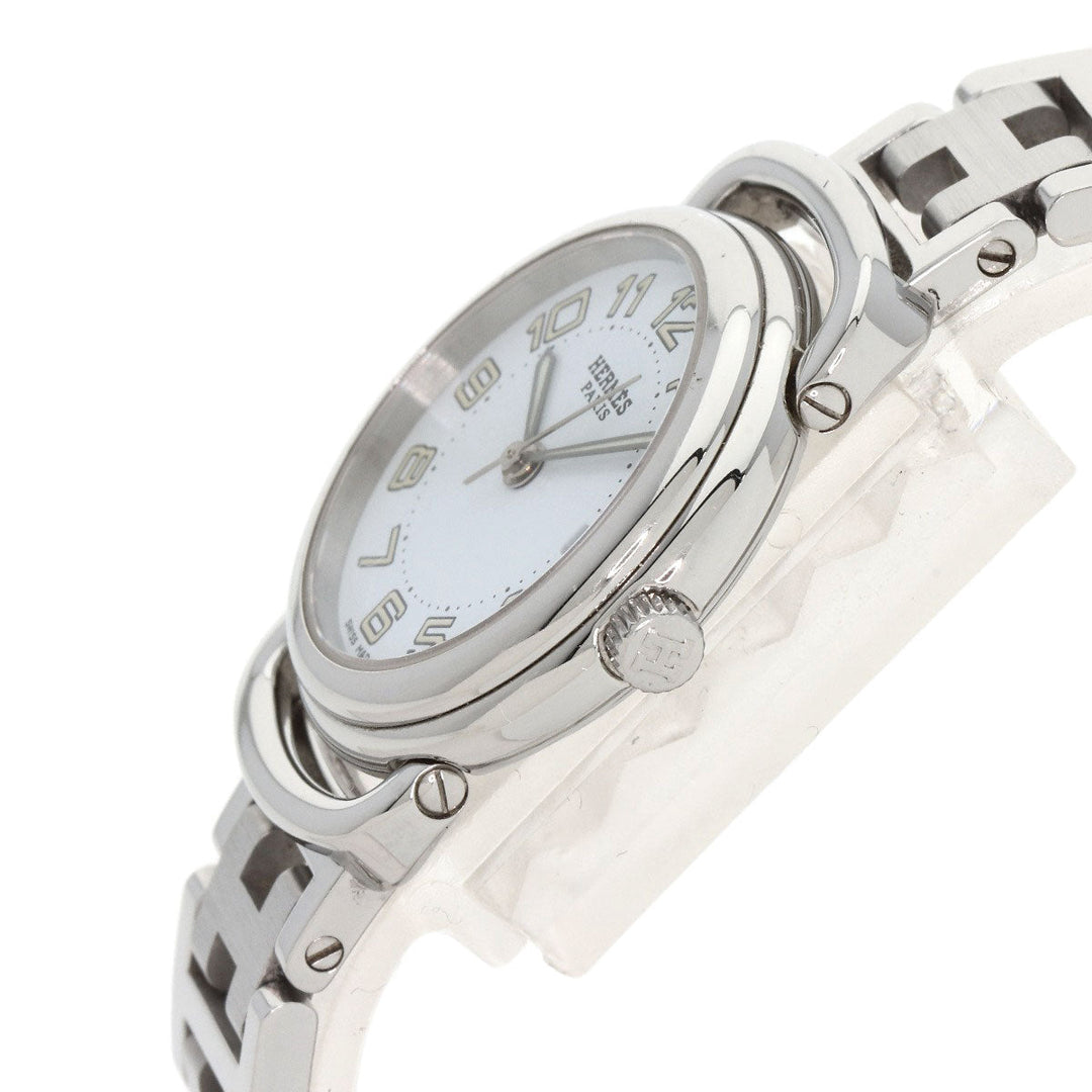 HERMES Watches Quartz PU2.210 Stainless Steel , Stainless Steel Silver Pullman white dial Women Used Authentic