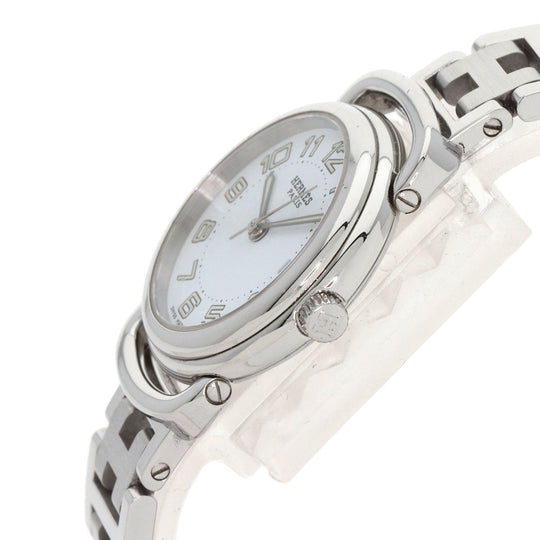 HERMES Watches Quartz PU2.210 Stainless Steel , Stainless Steel Silver Pullman white dial Women Used Authentic
