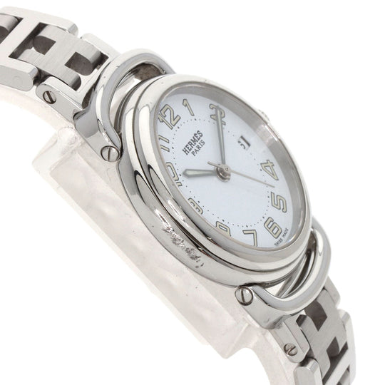HERMES Watches Quartz PU2.210 Stainless Steel , Stainless Steel Silver Pullman white dial Women Used Authentic