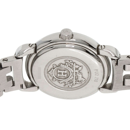 HERMES Watches Quartz PU2.210 Stainless Steel , Stainless Steel Silver Pullman white dial Women Used Authentic