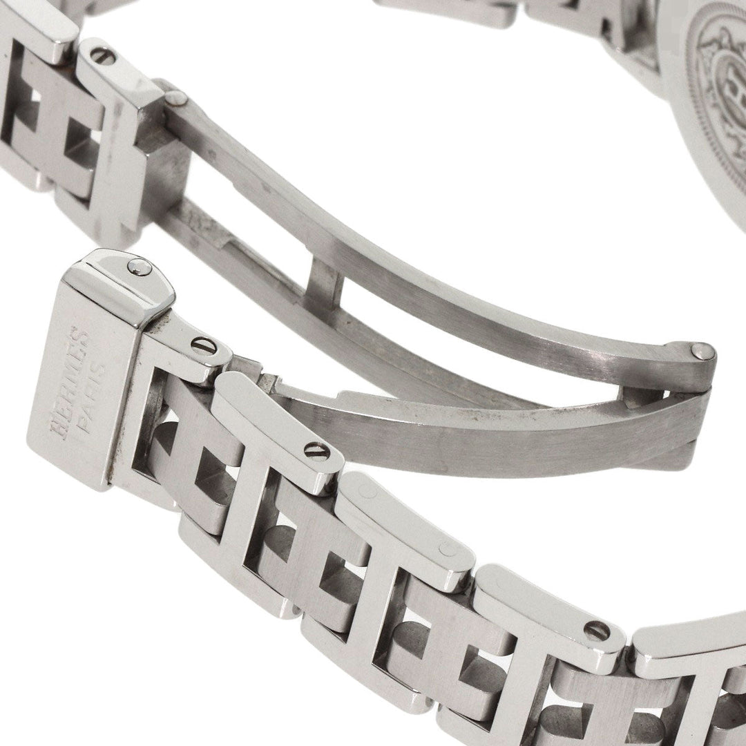 HERMES Watches Quartz PU2.210 Stainless Steel , Stainless Steel Silver Pullman white dial Women Used Authentic