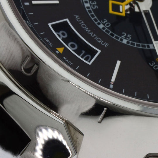 LOUIS VUITTON Watches Mechanical Automatic Q102L Stainless Steel Silver Tambour Voyage Chronograph Brown dial