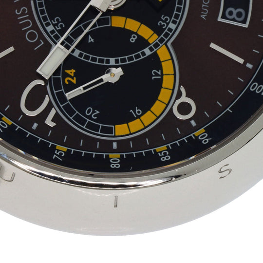 LOUIS VUITTON Watches Mechanical Automatic Q102L Stainless Steel Silver Tambour Voyage Chronograph Brown dial