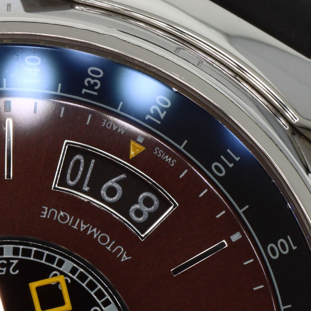 LOUIS VUITTON Watches Mechanical Automatic Q102L Stainless Steel Silver Tambour Voyage Chronograph Brown dial